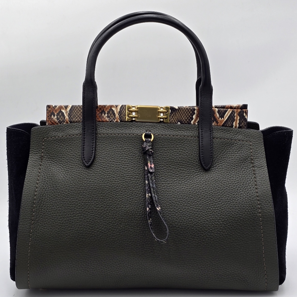 Coach Troupe Carryall 35 In Pine w/ Snakeskin Detail + NWT Snakeskin Strap - Picture 3 of 16